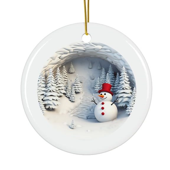 Snow Land Trail With White Woods Magical Season Treasure For Gifts And Surprises Hanging Round Ornament