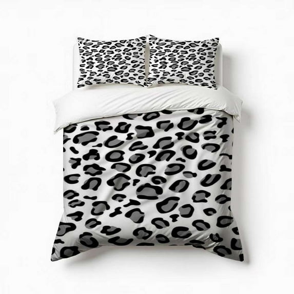 Snow Leopard Bedding Set 3 Pcs Soft Microfiber Quilt Cover For Bedroom Decor, Comforter Cover With 2 Pillowcase