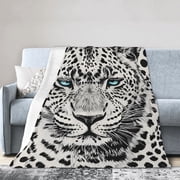 Snow Leopard Blanket for Adults, Flannel Snow Leopard Blankets Gifts, Snow Leopard Throw Blanket for Sofa Couch Bed Living Room Soft Warm Cozy Snow Leopard Decor 50x40