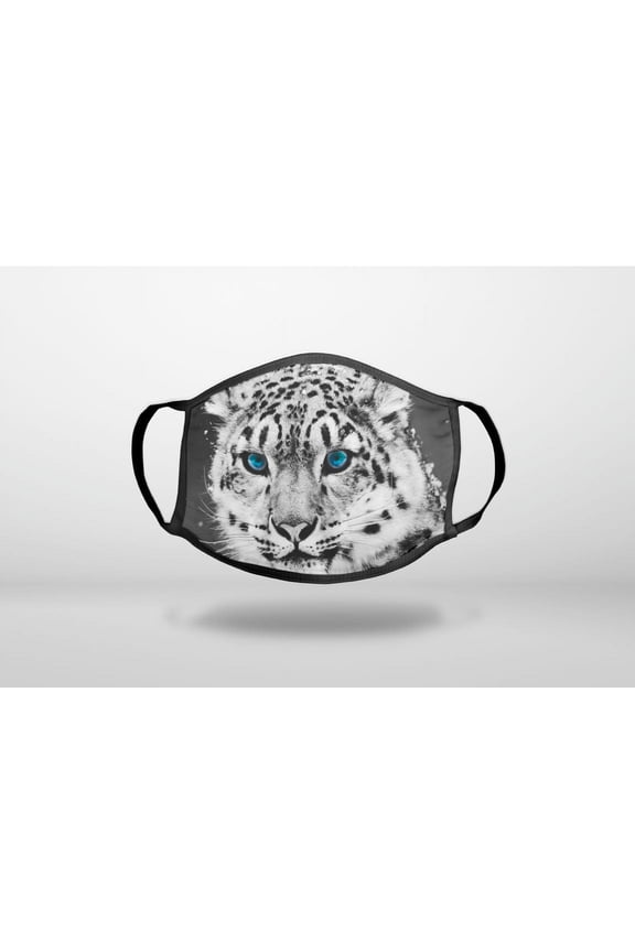 Snow Leopard Blue Eyes - 3-Ply Reusable Soft Cloth Face Covering, Unisex, Cotton Inner Layer
