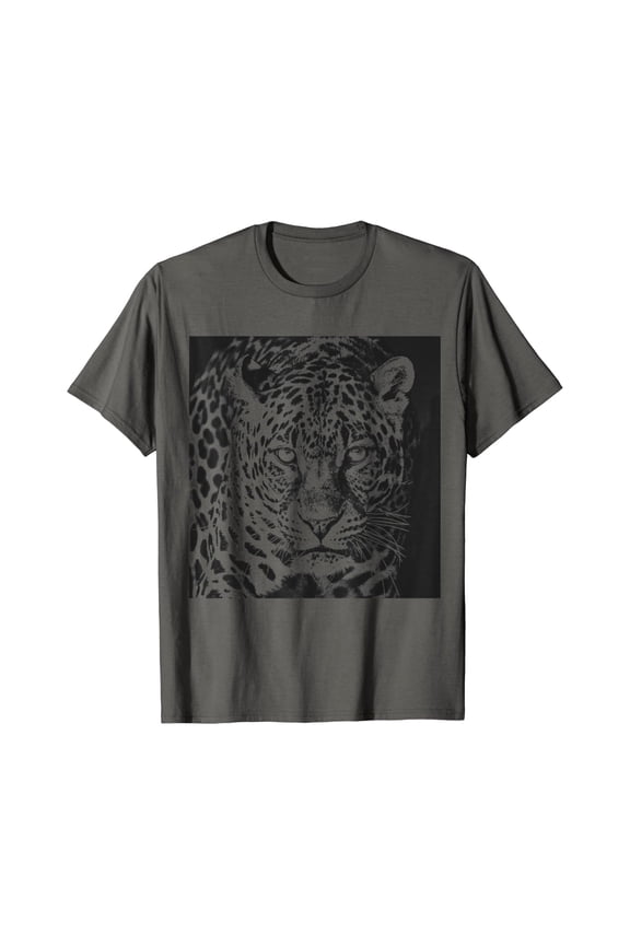 Snow Leopard Cheetah Jaguar Panther Cat Face Black Gift T-Shirt All Size S-5XL