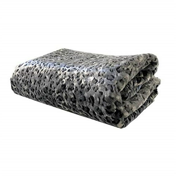 Plutus Brands Snow Leopard Faux Fur Gray Luxury Throw
