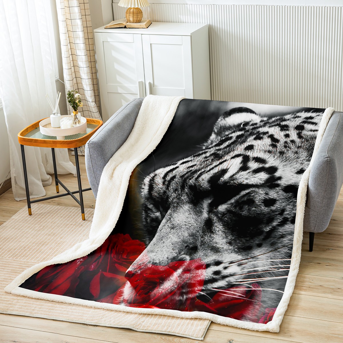 Snow Leopard Fleece Blanket Cheetah Rose Throw Blanket Queen Size Black White Leopard Animal Print Fuzzy Blanket Wedding Valentine S Day Romantic Girls Bedroom Decor Walmart