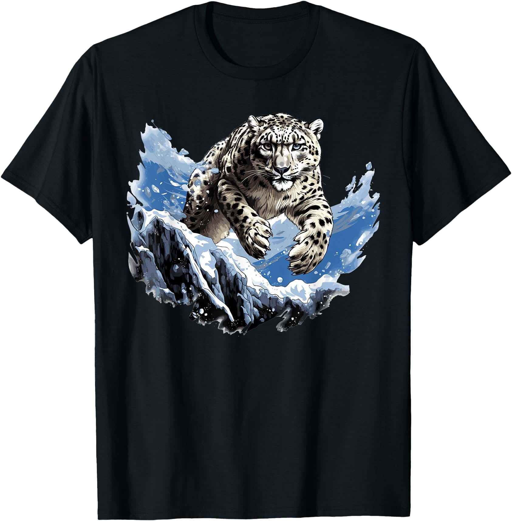 Snow Leopard Leaping, Angry Snow Leopard T-Shirt - Walmart.com