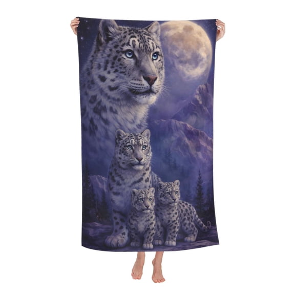 Snow Leopard Moonlight Bath Towel Soft and Highly Absorbent for Adults