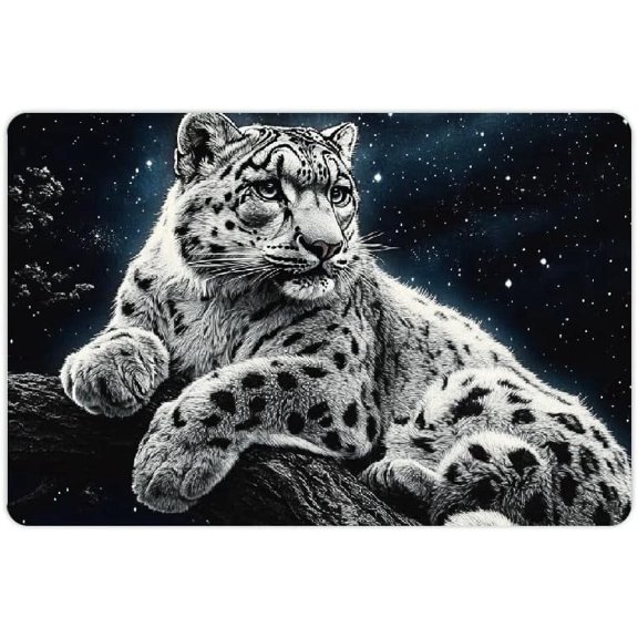Snow Leopard Night Sky Quick Dry Diatom Mud Bath Mat Non-Slip Easy Storage 24x16 in