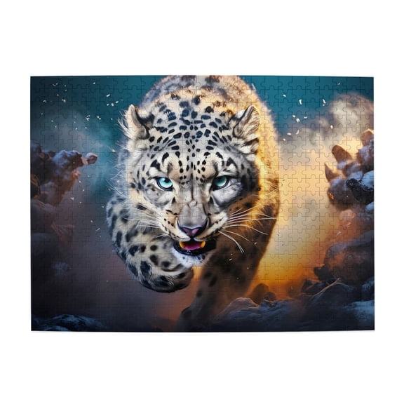 Snow Leopard On The Prowl 500-Piece Wooden Jigsaw Puzzle for Adults, Fun & Challenging Family Game, Stylish Wall Decor & Holiday Gift