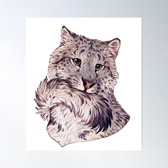 Snow Leopard Portrait Poster Wall Art, Modern Wall Decor For Living Room Bedroom, 8x12 UNFRAMED