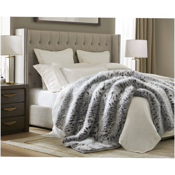 Snow Leopard Print Faux Fur 60x80 Inch Polyester Throw Blanket for Living Room