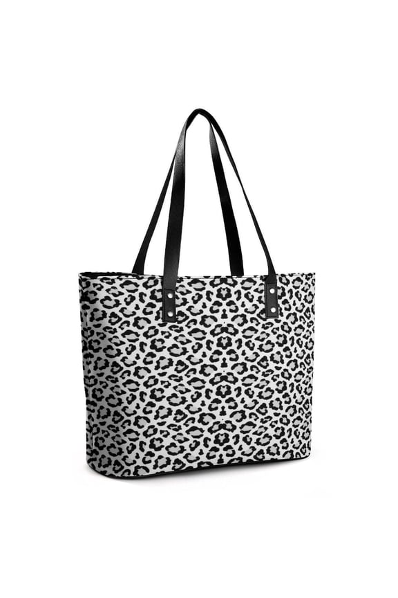 Snow Leopard Print Woman Leather Handbags Large Tote Bag Fashion Portable Handbags With Zipper
