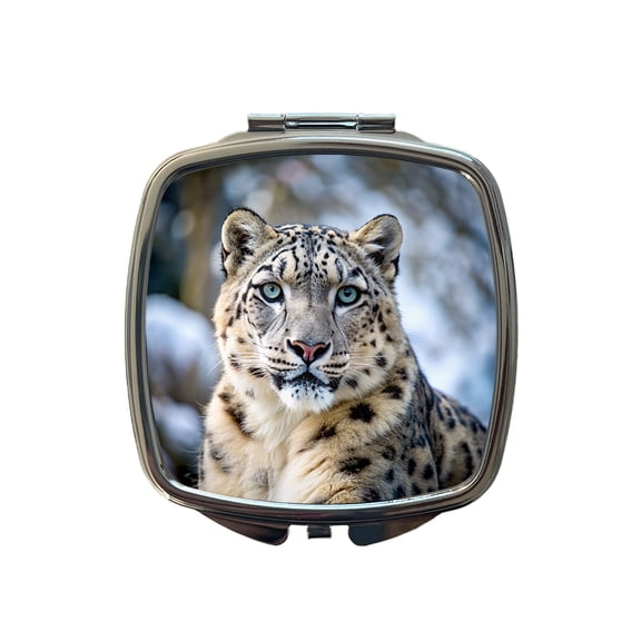 Snow Leopard Travel Makeup Handbag Purse Small Pocket Compact Mirror