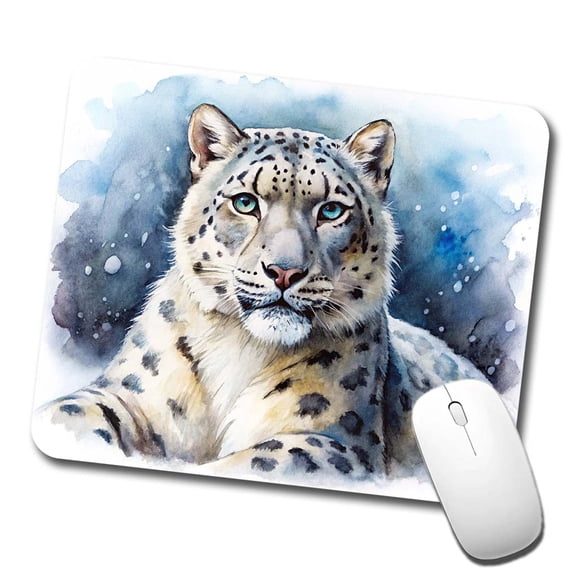 Snow Leopard Watercolor Mouse Pad Low Profile Gaming Mat