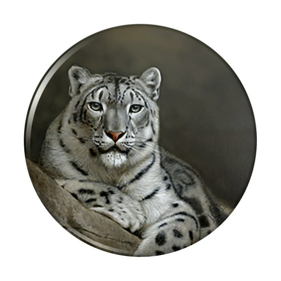 Snow Leopard on Ledge Pinback Button Pin
