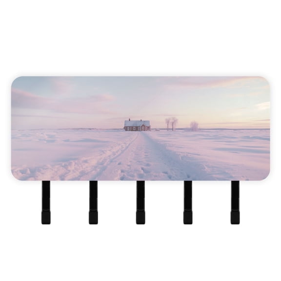 Snow Mail Holder Organizer Wall Mount with Shelf Key Holder Key Rack with 5 Key Hooks for Wall Decorative