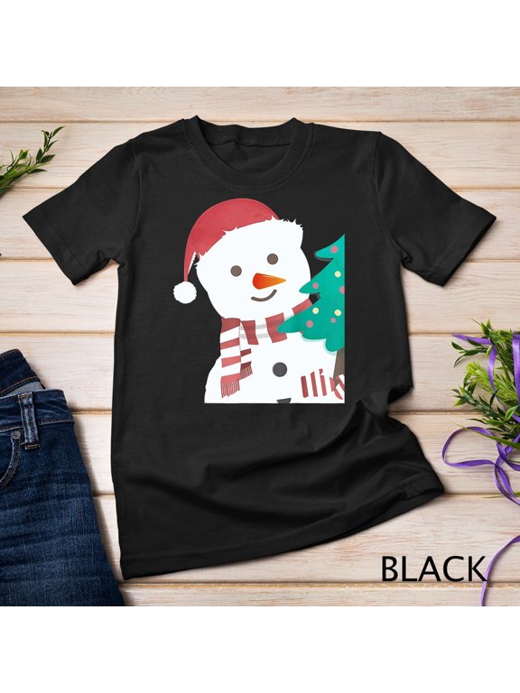 Snow Man Snowflake Tree Mas Winter Christmas Holiday Gift Celebration T-Shirt, Size S-5XL