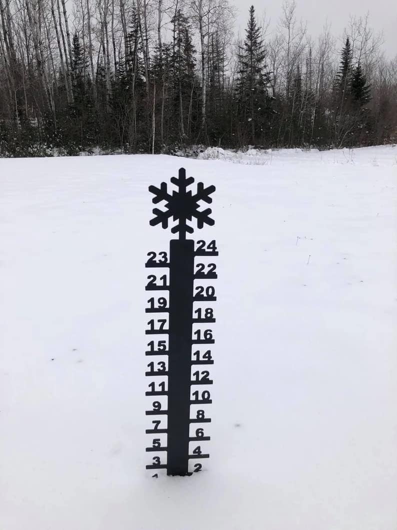 Snow Measuring Stick, 24inch Snow Gauge, Outdoor Measuring Gauge, Metal Detachable Snow Measuring Stick, Rain Gauge Garden Stakes for Yard, Lawn & Garden, Easy to Read