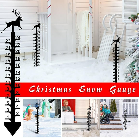 Snow Measuring Stick Outdoor, 24 Inch Snowfall Measuring Gauge Metal Snowflake Iron Art Snow Gauge, Thicken Upgraded Windproof Snowfall Measuring Gauge Snow Ruler for Yard, Lawn, Garden
