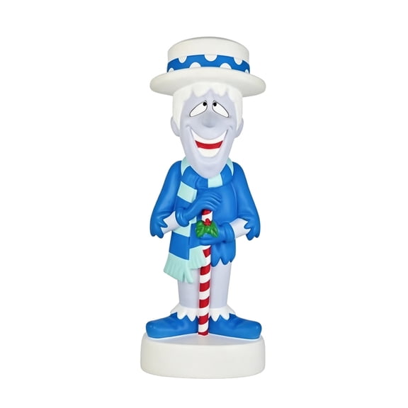 Snow Miser Blow Mold LED Light Up Outdoor Statue, Weatherproof Plastic Christmas Yard Ornament with Polka Dot Hat & Candy Cane for Retro Holiday Collector Display