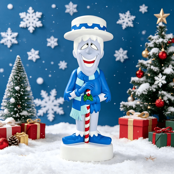 Snow Miser LED Lighted Blow Mold Holiday Figure, 11.8 Inch Vintage Christmas in July Decor for Outdoor Yard, Lawn, Patio & Summer Party Scene