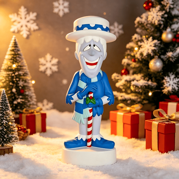 Snow Miser LED Lighted Blow Mold Lawn Decoration, 11.8 Inch Retro Christmas in July Outdoor Statue for Patio, Porch & Backyard Summer Party