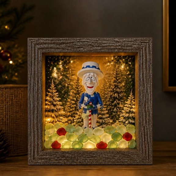 Snow Miser Shadow Box Night Light, Heat Miser & Snow Miser shadow box with lights, Handmade Lighthouse Design LED Shadow Box, Christmas Warm Glow Decorative Table Lamp Gift