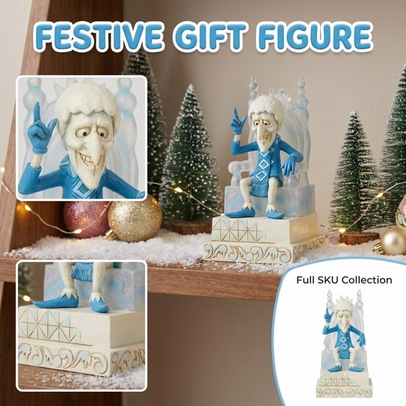 Snow Miser Throne Figurine 6.5 Inch Resin, Christmas in July Gift Idea for Retro Holiday Lovers, Charming Desk Decor and Display Piece for Any Room