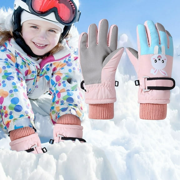 Snow Mittens for Kids Thermal Warm Lined Waterproof Gloves Outdoor Ski Gloves for Boys Girls