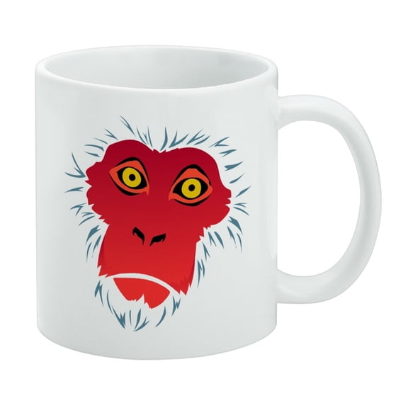 Snow Monkey Face Red White Mug