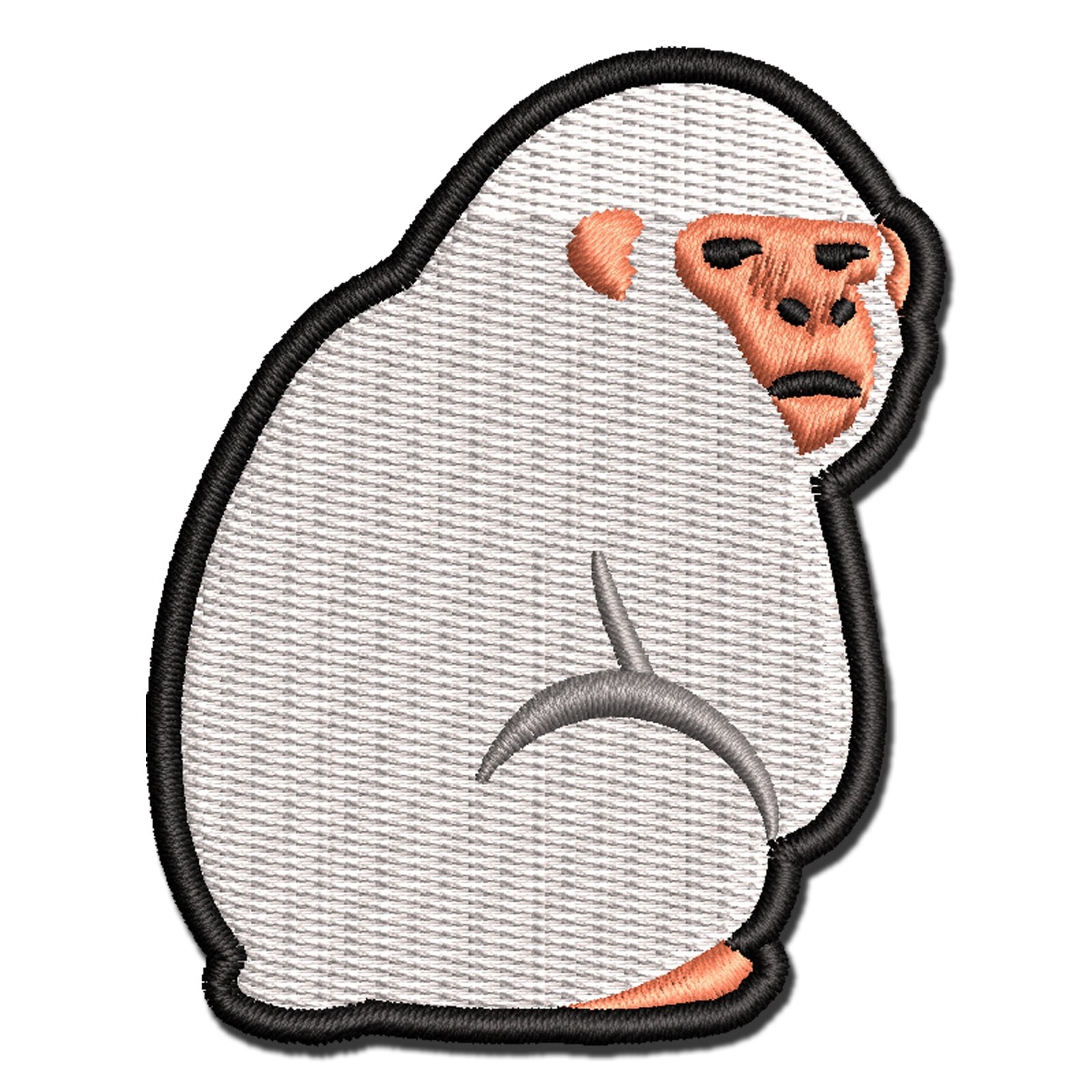 Snow Monkey Side Eye Staring Applique Multi-Color Embroidered Iron-On Patch - 3.5 Inch Large