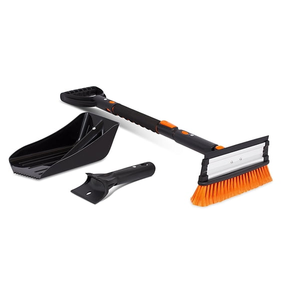 Snow Moover 39" Extendable Snow Brush with Squeegee, Ice Scraper and Snow Shovel