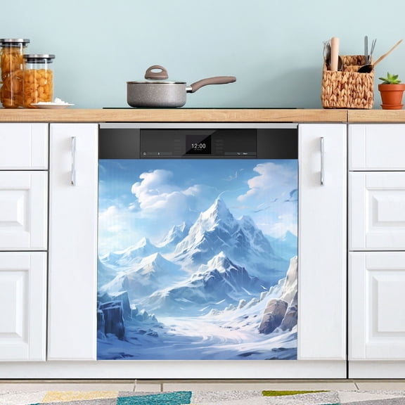 Snow Mountain Clouds Dishwasher Magnet Refrigerator Magnetic Cover Washing Machine Magnet Sticker Kitchen Decor