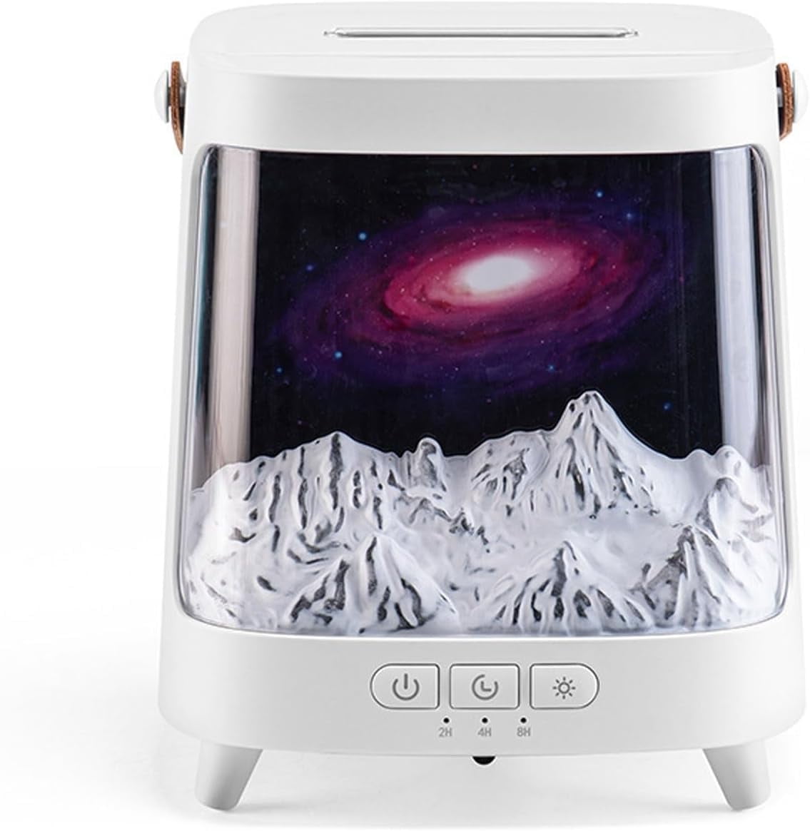 Snow Mountain Fire Flame Humidifier, Aroma Diffuser Humidifier with 7-Color Lights, Aurora Essential Oil Diffuser Timer & Auto Shutdown, 200ML Air Humidifiers for Home Office Bedroom (White Aurora)