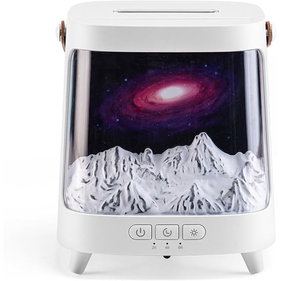 Snow Mountain Fire Flame Humidifier, Aroma Diffuser Humidifier with 7-Color Lights, Aurora Essential Oil Diffuser Timer & Auto Shutdown, 200ML Air Humidifiers for Home Office Bedroom (White Aurora)