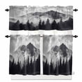 thumbnail image 1 of Snow Mountain Kitchen Curtains and Valances Set, Nature Scenery Black Forest Minimalist Rod Pocket Window Valance 18 Inch Window Curtain Panels for Living Room Bedroom Laundry, 27.5x36in, 3 Pieces, 1 of 7