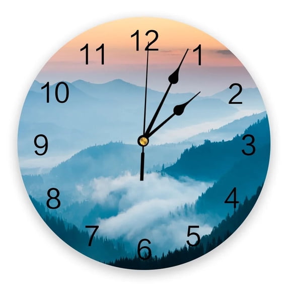 Snow Mountain Landscape Wall Clock Decorative for Living Room Kitchen Bedroom Home Office Silent Wall Clocks(10 Inch)