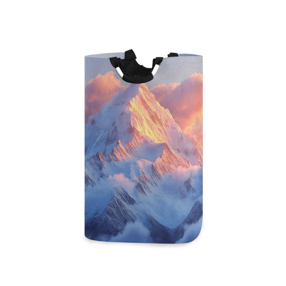Snow Mountain Of Sunrise Clouds Laundry Basket with Handles Foldable Laundry Hamper Freestanding Washing Bin 50L