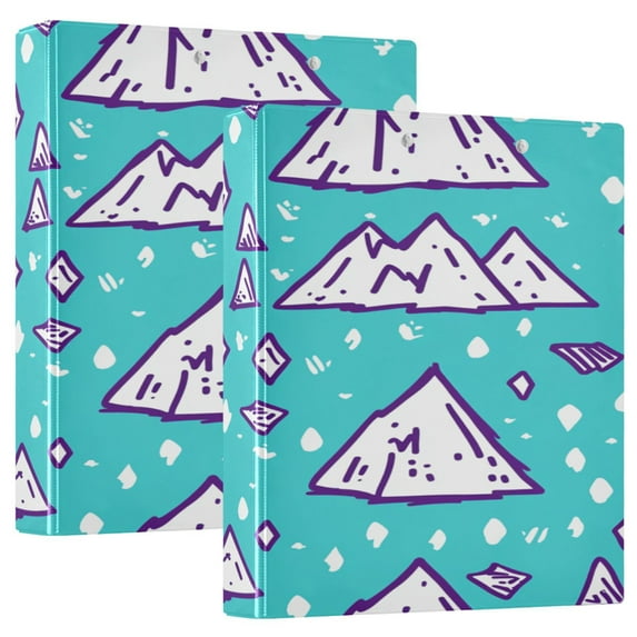 Snow Mountain Pattern 12.4x10.6in PVC Round Ring Binder, D-Ring 3-Hole, Metal Clip, 200 Sheets