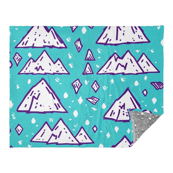 Snow Mountain Pattern Camping Blankets Bed Throws and Cozy Travel Blanket Fluorescence 70x55in Double Sided