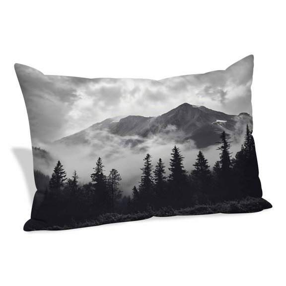 Snow Mountain Pillow Covers 24x36 Inch, Nature Scenery Black Forest Minimalist Soft Brushed Throw Pillow Covers with Hidden Zipper Decorative Pillowcase for Bedroom Sofa Couch