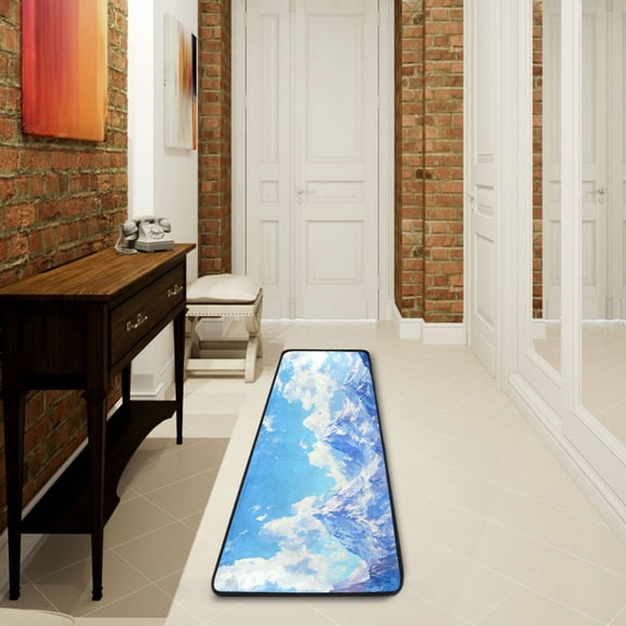 Snow Mountain Runner Rug Non Slip 7224 in Ares Rugs for Bedroom Bathroom Living Room