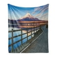 thumbnail image 1 of Snow Mountain Soft Flannel Fleece Blanket, Country Road Image to Mount Fuji Along Lake Yamanaka in Japan, Cozy Plush for Indoor and Outdoor Use, 60" x 80", Azure Blue and Multicolor, by Ambesonne, 1 of 5