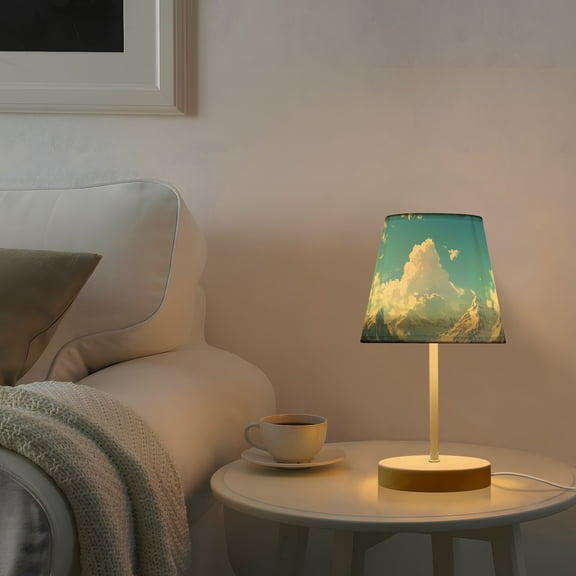 Snow Mountains Clouds Desk Lamp 3 Color Modes LED Table Lamp Nightstand Reading Light for Bedroom Living Room