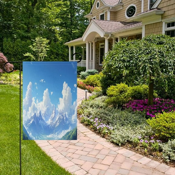 Snow Mountains Clouds Garden Flag Double Sided 12 x 18 Inch Outside Yard Decoration Outdoor Flag