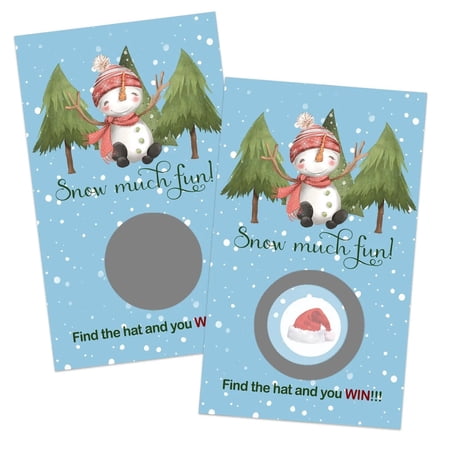 Snow Much Fun Scratch Off Game Cards - 30 Pack, Christmas Party Games, Holiday Raffle Tickets, Xmas Snowman Favors by Paper Clever Party