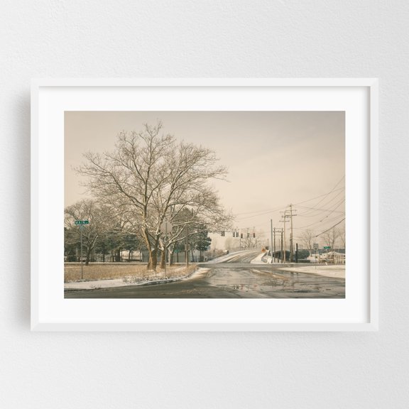 After the Snow, North Tonawanda 02 - North Tonawanda New York Photography Winter Snow Rural Scenic Landscape Vintage White Framed Wall Art Print 5 x 7 inches