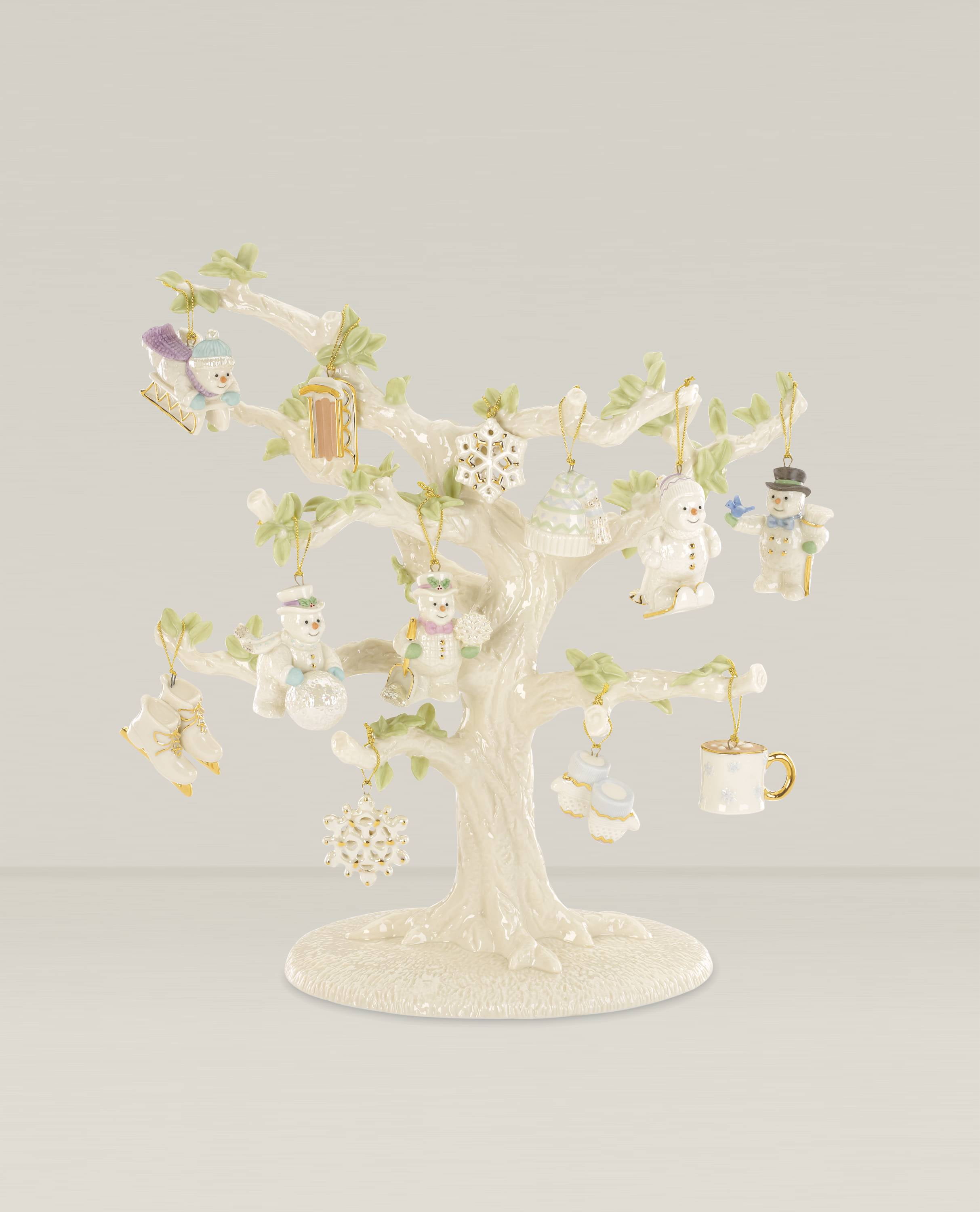 Snow Pals Porcelain Christmas Ornament and Tree Set