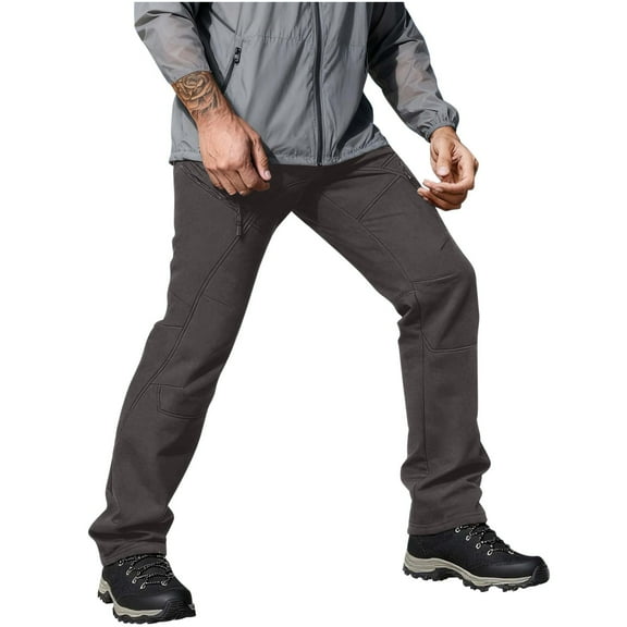 Snow Pants Men Fleece Lined Cargo Work Snowpants with Pockets Skiing Waterproof Outdoor Hiking Pants Men Winter Cold Weather Clothes