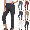 thumbnail image 1 of Snow Pants Women Soft Fleece Lined Women's Skiing Pants High Waisted Button Closure Zipper Pocket Hiking Long Trousers Outdoor Ski Pants, 1 of 9