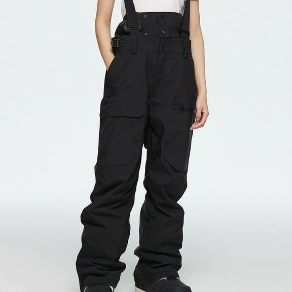 Snow Pants Womens Waterproof Windproof Insulated Cargo Pant with Pockets Warm Winter Skiing Overalls Adjustable Suspenders for Men Women