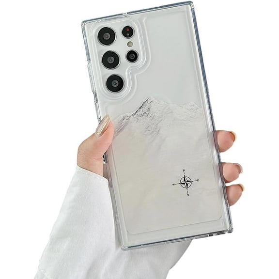 Snow Peak Designed for Samsung Galaxy S24 Ultra Clear Case, Never Yellowing Anti-Drop Hard Back Soft Slim Thin Shockproof Phone Case for Galaxy S24 Ultra (S24 Plus)